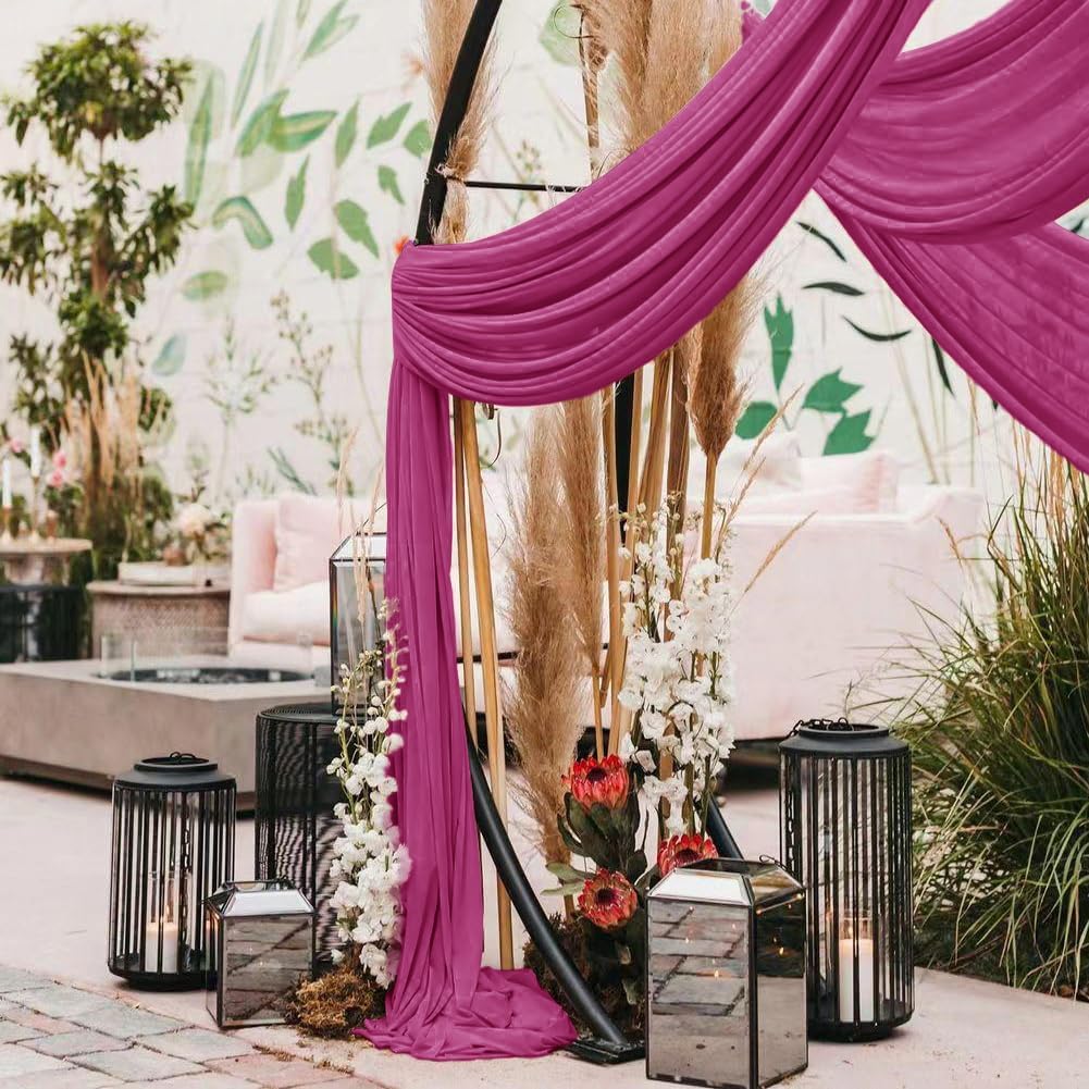 Wedding Arch Draping Fabric 30'' x 18FT Sheer Chiffon Arch Drape Backdrop | 2 Panels Yellow Drapes for Summer Wedding Bridal Shower Baby Shower Church Birthday Party Outdoor Decor