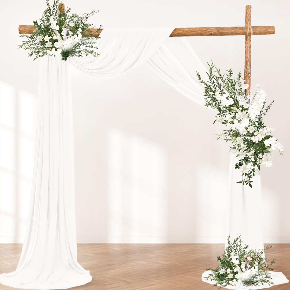 Wedding Arch Draping Fabric 30'' x 18FT Sheer Chiffon Arch Drape Backdrop | 2 Panels Yellow Drapes for Summer Wedding Bridal Shower Baby Shower Church Birthday Party Outdoor Decor