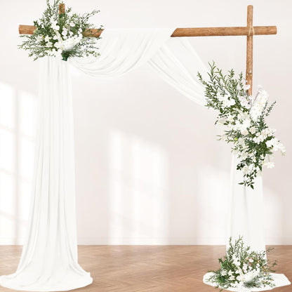 Wedding Arch Draping Fabric 30'' x 18FT Sheer Chiffon Arch Drape Backdrop | 2 Panels Yellow Drapes for Summer Wedding Bridal Shower Baby Shower Church Birthday Party Outdoor Decor