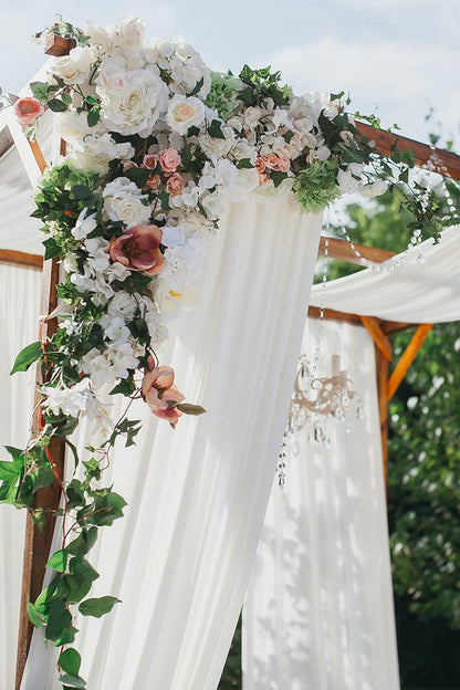 Wedding Arch Draping Fabric 30'' x 18FT Sheer Chiffon Arch Drape Backdrop | 2 Panels Yellow Drapes for Summer Wedding Bridal Shower Baby Shower Church Birthday Party Outdoor Decor