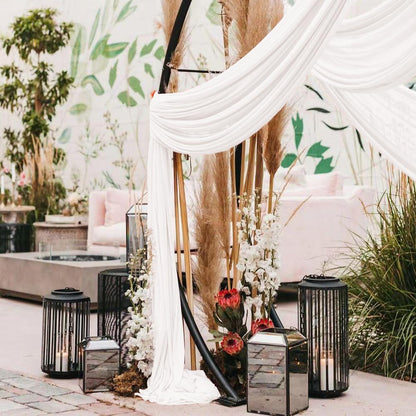 Wedding Arch Draping Fabric 30'' x 18FT Sheer Chiffon Arch Drape Backdrop | 2 Panels Yellow Drapes for Summer Wedding Bridal Shower Baby Shower Church Birthday Party Outdoor Decor