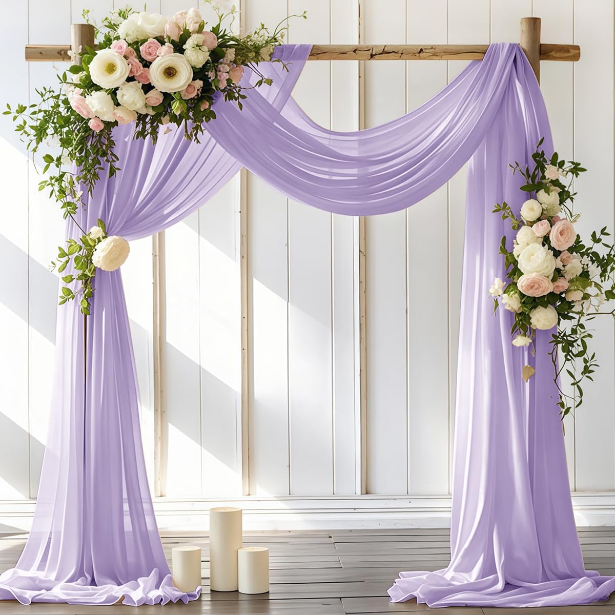 Wedding Arch Draping Fabric 30'' x 18FT Sheer Chiffon Arch Drape Backdrop | 2 Panels Yellow Drapes for Summer Wedding Bridal Shower Baby Shower Church Birthday Party Outdoor Decor