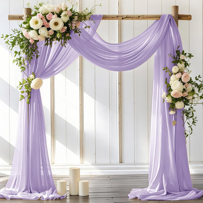 Wedding Arch Draping Fabric 30'' x 18FT Sheer Chiffon Arch Drape Backdrop | 2 Panels Yellow Drapes for Summer Wedding Bridal Shower Baby Shower Church Birthday Party Outdoor Decor