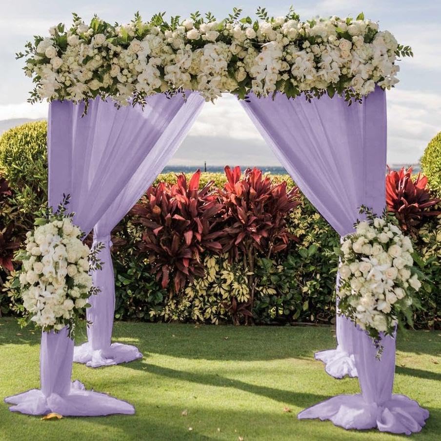Wedding Arch Draping Fabric 30'' x 18FT Sheer Chiffon Arch Drape Backdrop | 2 Panels Yellow Drapes for Summer Wedding Bridal Shower Baby Shower Church Birthday Party Outdoor Decor