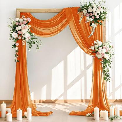 Wedding Arch Draping Fabric 30'' x 18FT Sheer Chiffon Arch Drape Backdrop | 2 Panels Yellow Drapes for Summer Wedding Bridal Shower Baby Shower Church Birthday Party Outdoor Decor