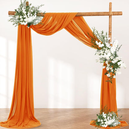 Wedding Arch Draping Fabric 30'' x 18FT Sheer Chiffon Arch Drape Backdrop | 2 Panels Yellow Drapes for Summer Wedding Bridal Shower Baby Shower Church Birthday Party Outdoor Decor