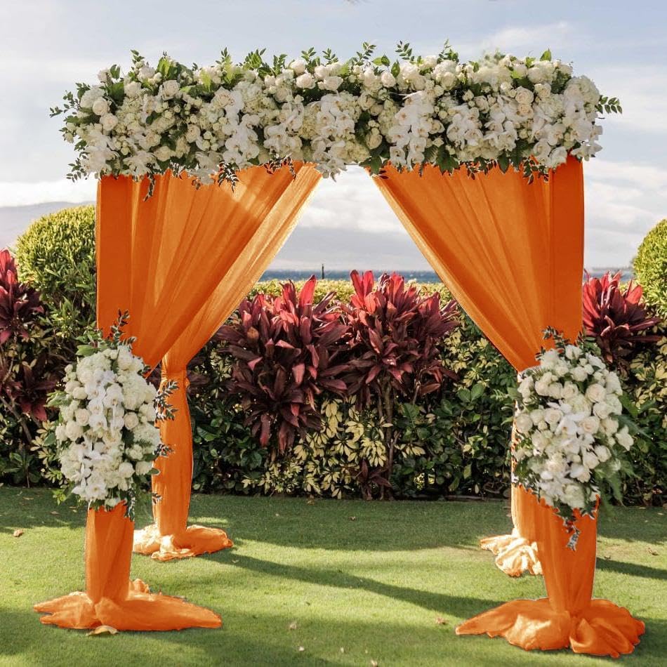 Wedding Arch Draping Fabric 30'' x 18FT Sheer Chiffon Arch Drape Backdrop | 2 Panels Yellow Drapes for Summer Wedding Bridal Shower Baby Shower Church Birthday Party Outdoor Decor