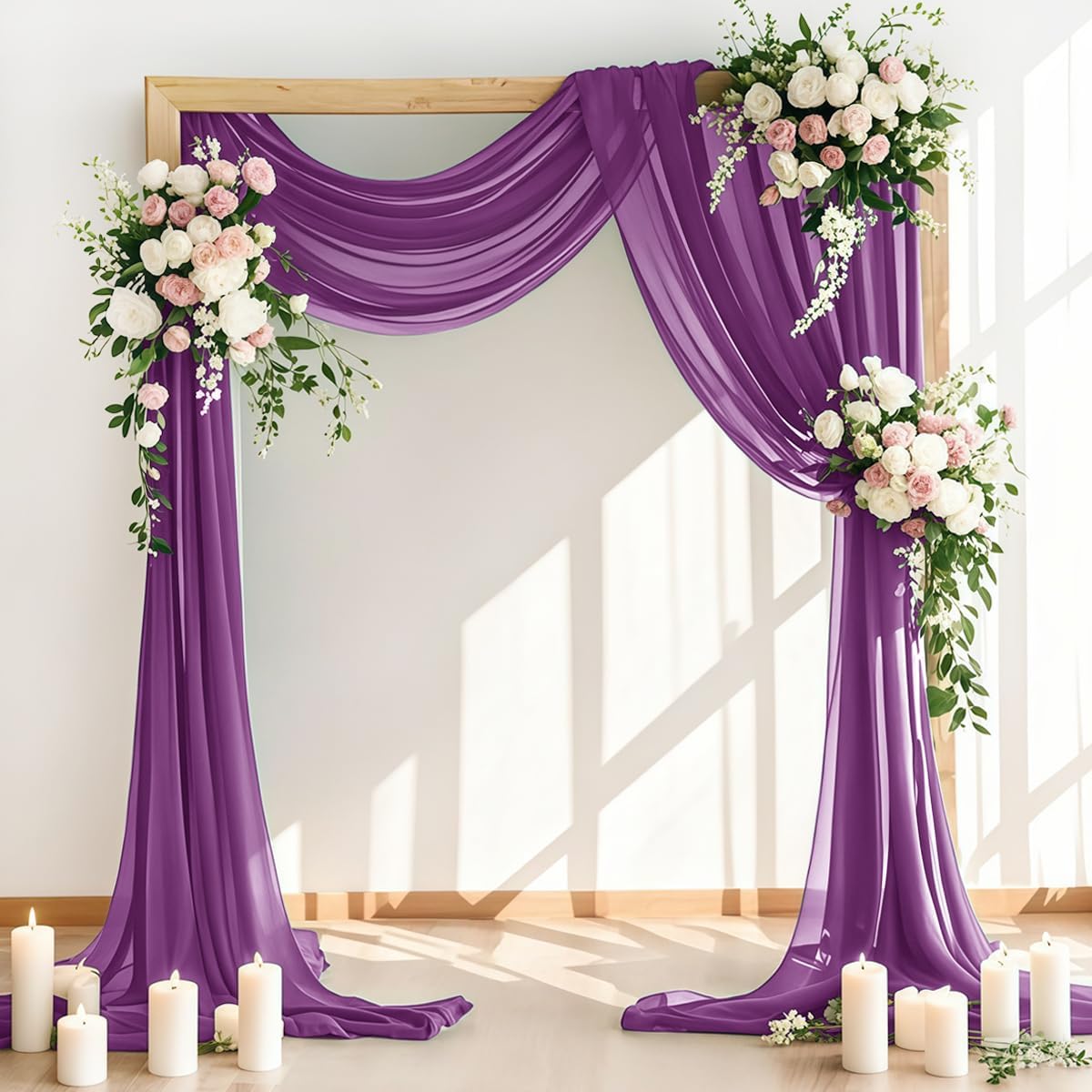 Wedding Arch Draping Fabric 30'' x 18FT Sheer Chiffon Arch Drape Backdrop | 2 Panels Yellow Drapes for Summer Wedding Bridal Shower Baby Shower Church Birthday Party Outdoor Decor