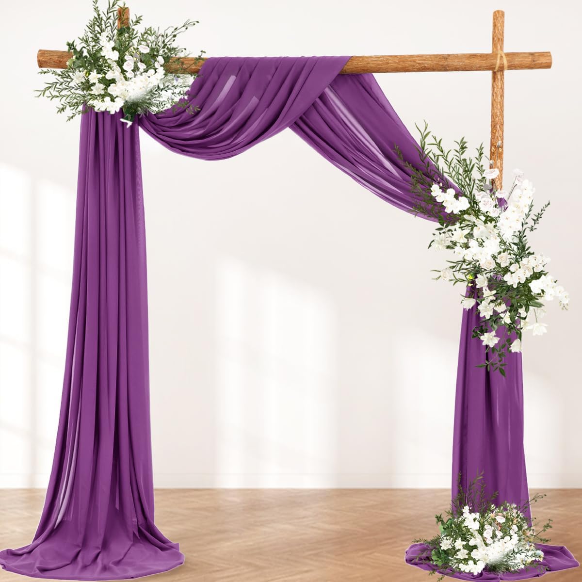 Wedding Arch Draping Fabric 30'' x 18FT Sheer Chiffon Arch Drape Backdrop | 2 Panels Yellow Drapes for Summer Wedding Bridal Shower Baby Shower Church Birthday Party Outdoor Decor