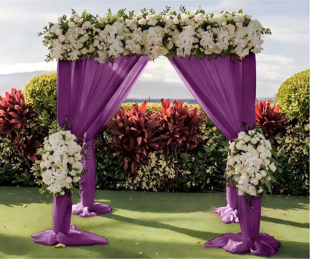 Wedding Arch Draping Fabric 30'' x 18FT Sheer Chiffon Arch Drape Backdrop | 2 Panels Yellow Drapes for Summer Wedding Bridal Shower Baby Shower Church Birthday Party Outdoor Decor