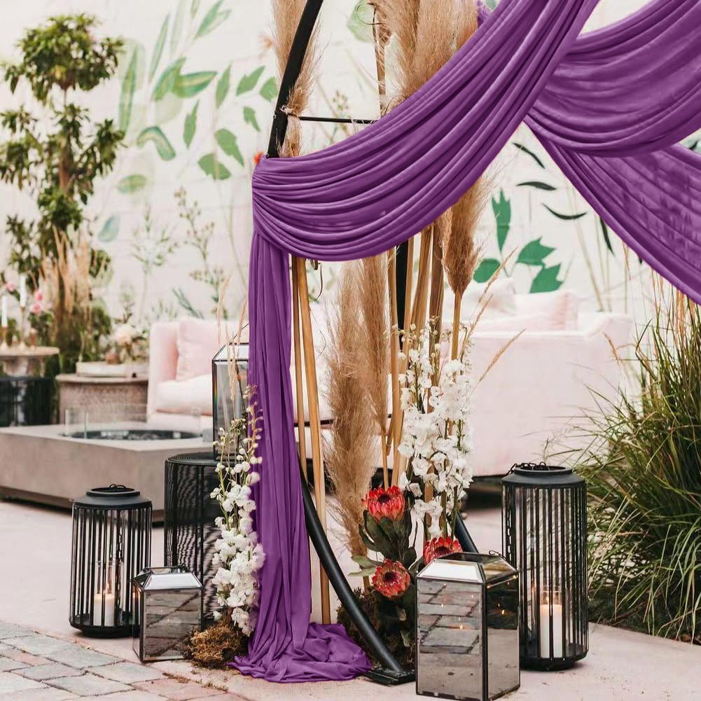 Wedding Arch Draping Fabric 30'' x 18FT Sheer Chiffon Arch Drape Backdrop | 2 Panels Yellow Drapes for Summer Wedding Bridal Shower Baby Shower Church Birthday Party Outdoor Decor
