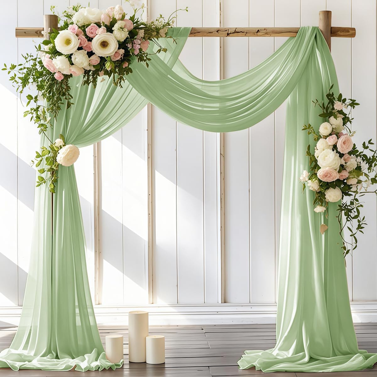 Wedding Arch Draping Fabric 30'' x 18FT Sheer Chiffon Arch Drape Backdrop | 2 Panels Yellow Drapes for Summer Wedding Bridal Shower Baby Shower Church Birthday Party Outdoor Decor