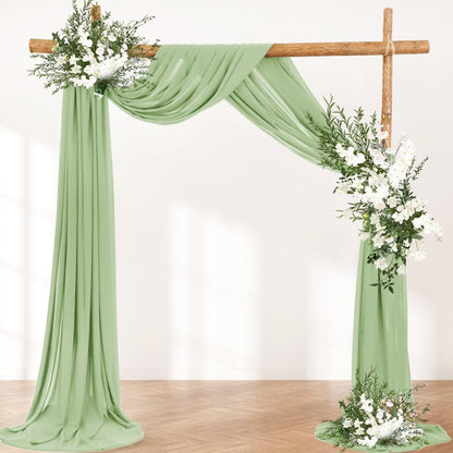 Wedding Arch Draping Fabric 30'' x 18FT Sheer Chiffon Arch Drape Backdrop | 2 Panels Yellow Drapes for Summer Wedding Bridal Shower Baby Shower Church Birthday Party Outdoor Decor