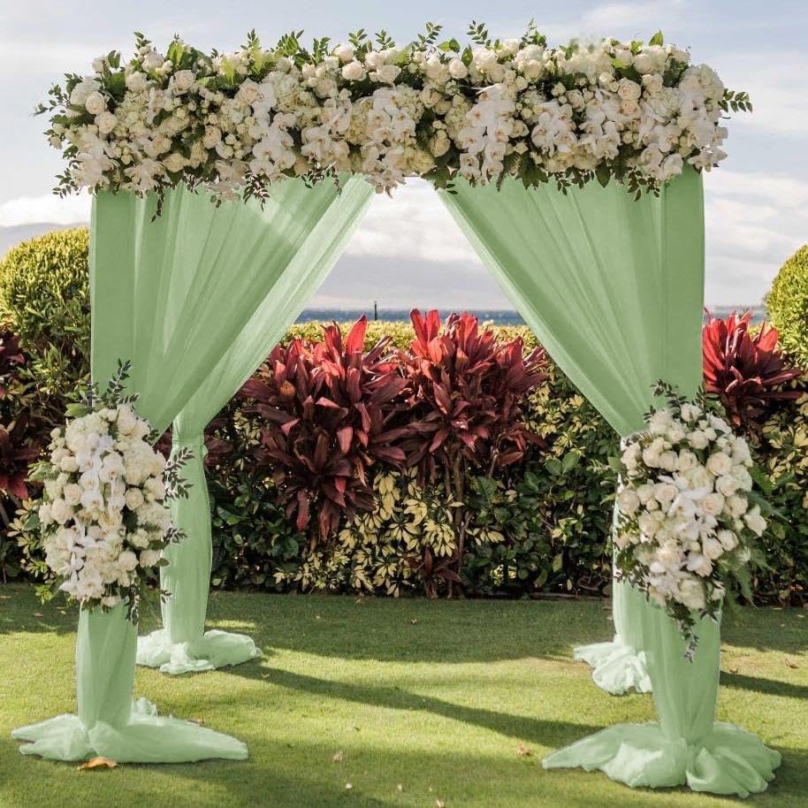 Wedding Arch Draping Fabric 30'' x 18FT Sheer Chiffon Arch Drape Backdrop | 2 Panels Yellow Drapes for Summer Wedding Bridal Shower Baby Shower Church Birthday Party Outdoor Decor