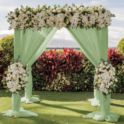 Wedding Arch Draping Fabric 30'' x 18FT Sheer Chiffon Arch Drape Backdrop | 2 Panels Yellow Drapes for Summer Wedding Bridal Shower Baby Shower Church Birthday Party Outdoor Decor
