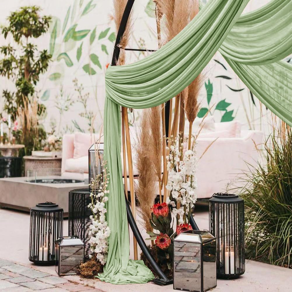 Wedding Arch Draping Fabric 30'' x 18FT Sheer Chiffon Arch Drape Backdrop | 2 Panels Yellow Drapes for Summer Wedding Bridal Shower Baby Shower Church Birthday Party Outdoor Decor
