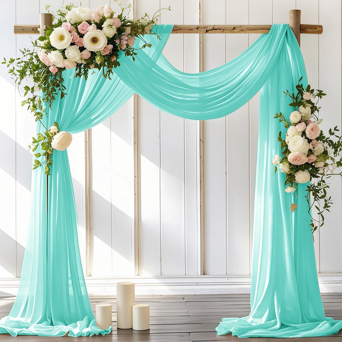 Wedding Arch Draping Fabric 30'' x 18FT Sheer Chiffon Arch Drape Backdrop | 2 Panels Yellow Drapes for Summer Wedding Bridal Shower Baby Shower Church Birthday Party Outdoor Decor