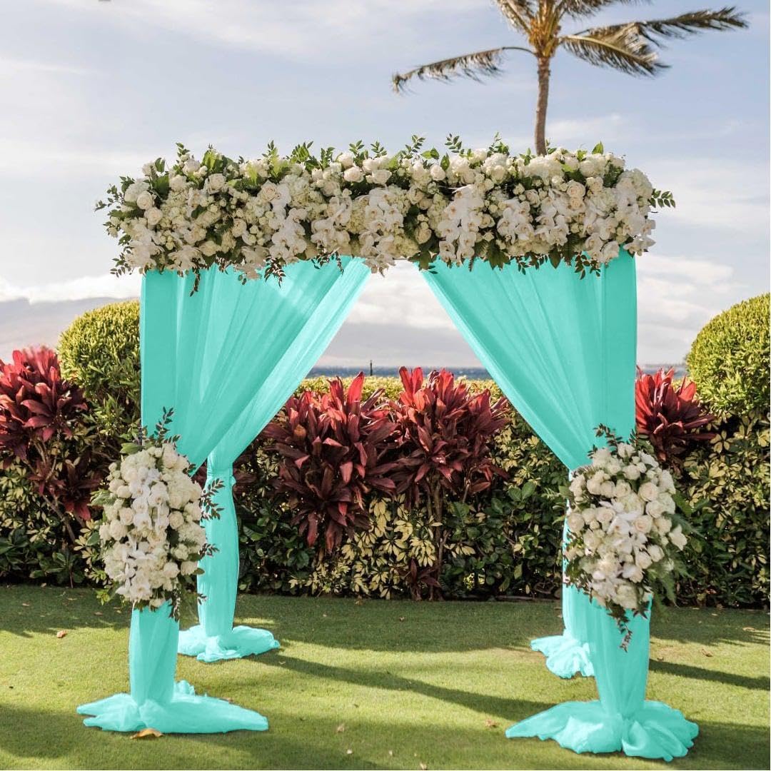 Wedding Arch Draping Fabric 30'' x 18FT Sheer Chiffon Arch Drape Backdrop | 2 Panels Yellow Drapes for Summer Wedding Bridal Shower Baby Shower Church Birthday Party Outdoor Decor