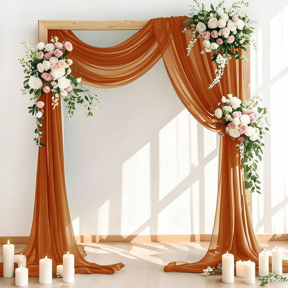 Wedding Arch Draping Fabric 30'' x 18FT Sheer Chiffon Arch Drape Backdrop | 2 Panels Yellow Drapes for Summer Wedding Bridal Shower Baby Shower Church Birthday Party Outdoor Decor