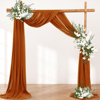 Wedding Arch Draping Fabric 30'' x 18FT Sheer Chiffon Arch Drape Backdrop | 2 Panels Yellow Drapes for Summer Wedding Bridal Shower Baby Shower Church Birthday Party Outdoor Decor
