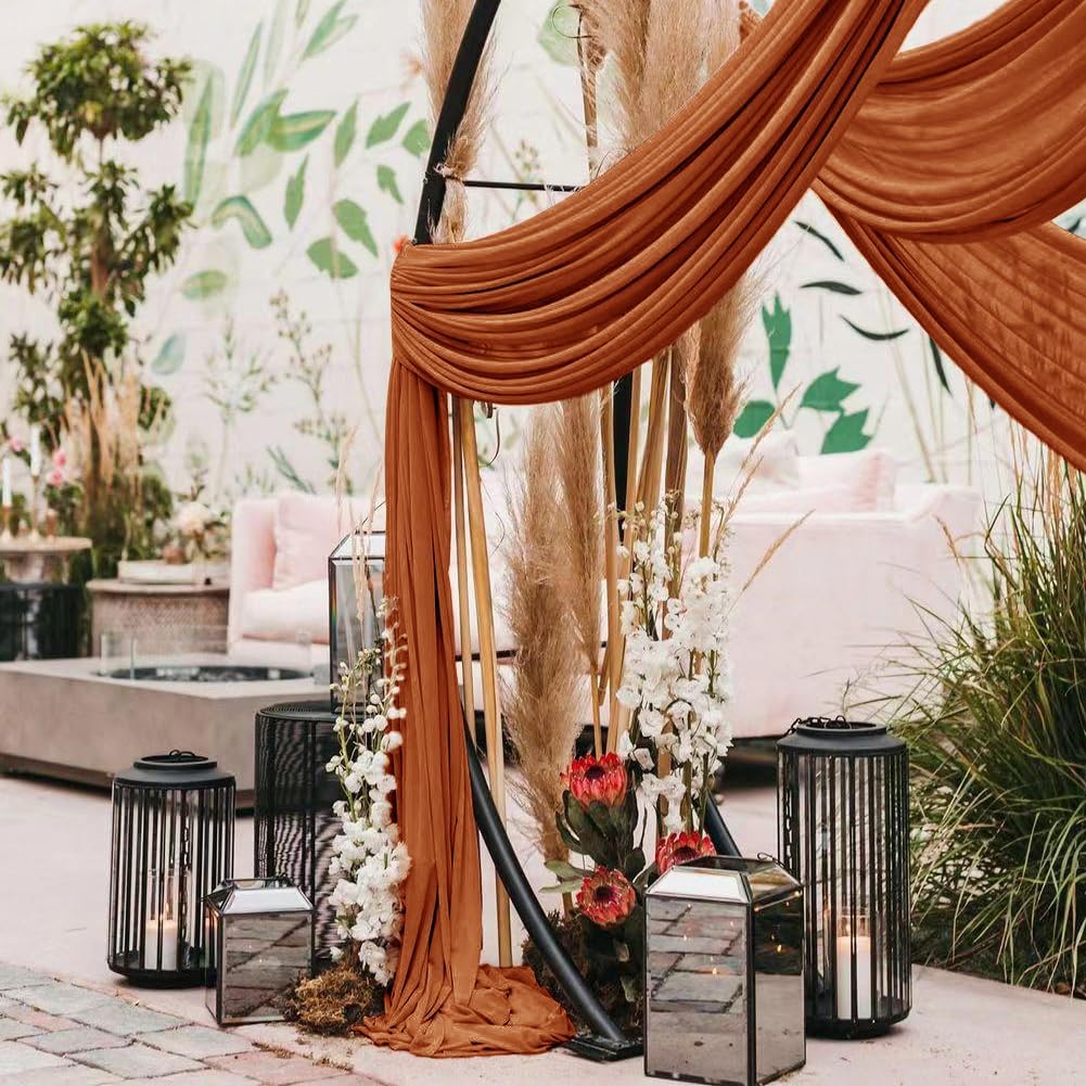 Wedding Arch Draping Fabric 30'' x 18FT Sheer Chiffon Arch Drape Backdrop | 2 Panels Yellow Drapes for Summer Wedding Bridal Shower Baby Shower Church Birthday Party Outdoor Decor