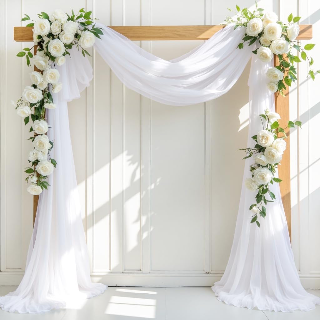 Wedding Arch Draping Fabric 30'' x 18FT Sheer Chiffon Arch Drape Backdrop | 2 Panels Yellow Drapes for Summer Wedding Bridal Shower Baby Shower Church Birthday Party Outdoor Decor