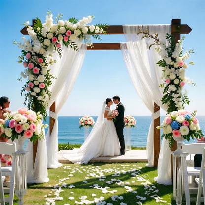 Wedding Arch Draping Fabric 30'' x 18FT Sheer Chiffon Arch Drape Backdrop | 2 Panels Yellow Drapes for Summer Wedding Bridal Shower Baby Shower Church Birthday Party Outdoor Decor