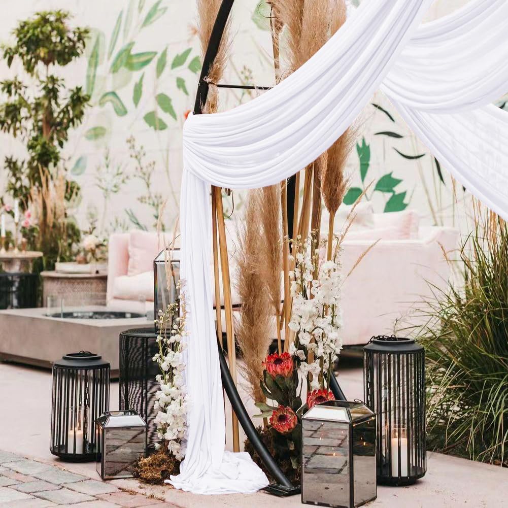 Wedding Arch Draping Fabric 30'' x 18FT Sheer Chiffon Arch Drape Backdrop | 2 Panels Yellow Drapes for Summer Wedding Bridal Shower Baby Shower Church Birthday Party Outdoor Decor