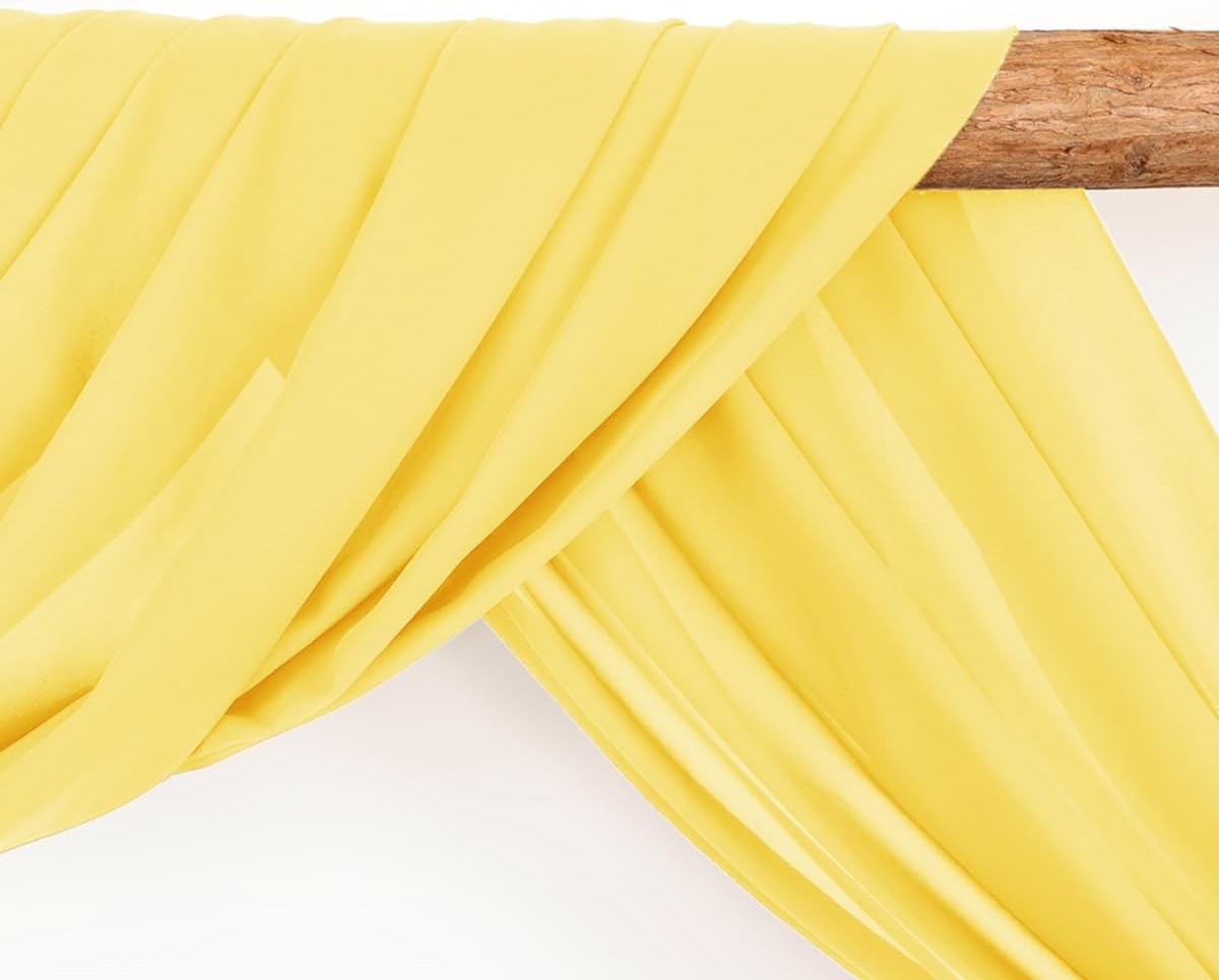 Wedding Arch Draping Fabric 30'' x 18FT Sheer Chiffon Arch Drape Backdrop | 2 Panels Yellow Drapes for Summer Wedding Bridal Shower Baby Shower Church Birthday Party Outdoor Decor