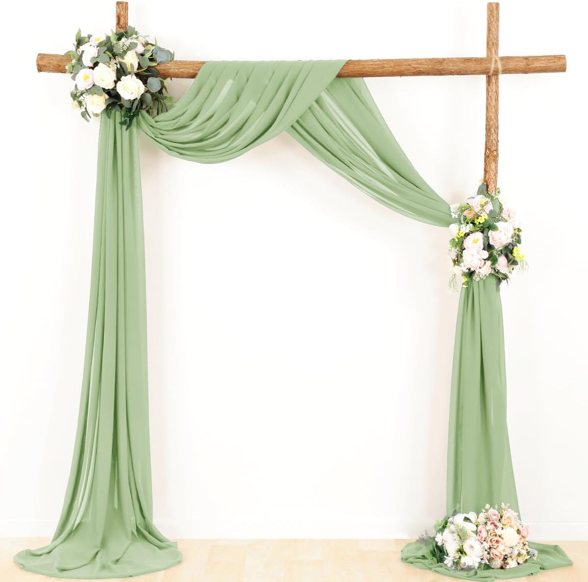 Wedding Arch Draping Fabric 30'' x 18FT Sheer Chiffon Arch Drape Backdrop | 2 Panels Yellow Drapes for Summer Wedding Bridal Shower Baby Shower Church Birthday Party Outdoor Decor