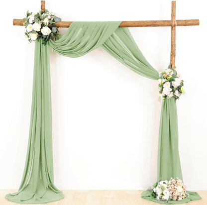 Wedding Arch Draping Fabric 30'' x 18FT Sheer Chiffon Arch Drape Backdrop | 2 Panels Yellow Drapes for Summer Wedding Bridal Shower Baby Shower Church Birthday Party Outdoor Decor
