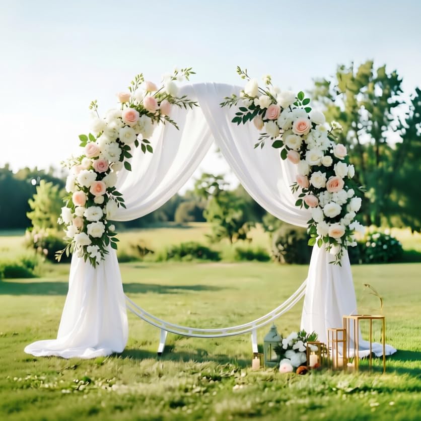 Wedding Arch Draping Fabric 30'' x 18FT Sheer Chiffon Arch Drape Backdrop | 2 Panels Yellow Drapes for Summer Wedding Bridal Shower Baby Shower Church Birthday Party Outdoor Decor