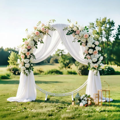Wedding Arch Draping Fabric 30'' x 18FT Sheer Chiffon Arch Drape Backdrop | 2 Panels Yellow Drapes for Summer Wedding Bridal Shower Baby Shower Church Birthday Party Outdoor Decor