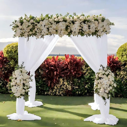 Wedding Arch Draping Fabric 30'' x 18FT Sheer Chiffon Arch Drape Backdrop | 2 Panels Yellow Drapes for Summer Wedding Bridal Shower Baby Shower Church Birthday Party Outdoor Decor