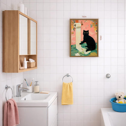 Wood Framed Funny Ducks Bathroom Wall Art, Cute Yellow Ducks in Pink Bathtub Canvas Print, Whimsical Animal Decor, Soft Pastel Aesthetic Artwork for Girls Bathroom Nursery Bedroom 8x10 Inch
