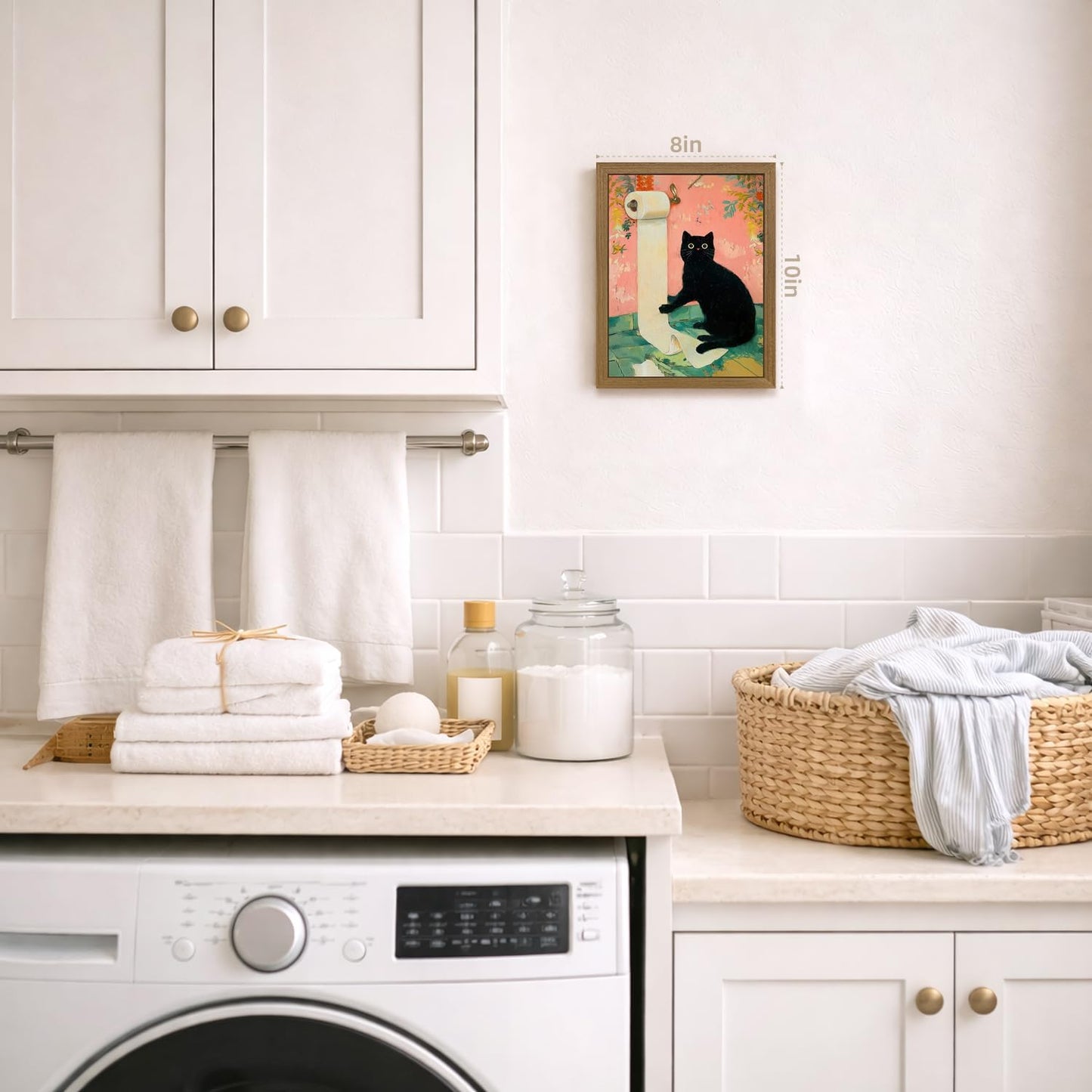 Wood Framed Funny Ducks Bathroom Wall Art, Cute Yellow Ducks in Pink Bathtub Canvas Print, Whimsical Animal Decor, Soft Pastel Aesthetic Artwork for Girls Bathroom Nursery Bedroom 8x10 Inch