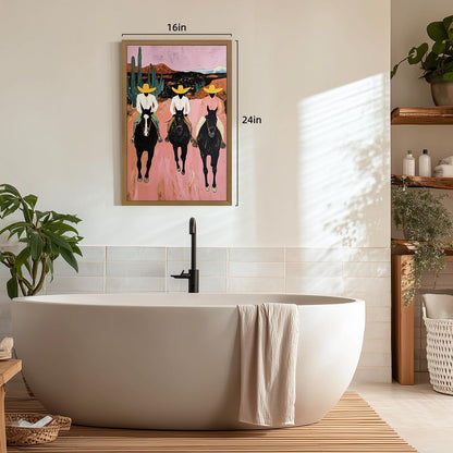 Wood Framed Funny Ducks Bathroom Wall Art, Cute Yellow Ducks in Pink Bathtub Canvas Print, Whimsical Animal Decor, Soft Pastel Aesthetic Artwork for Girls Bathroom Nursery Bedroom 8x10 Inch