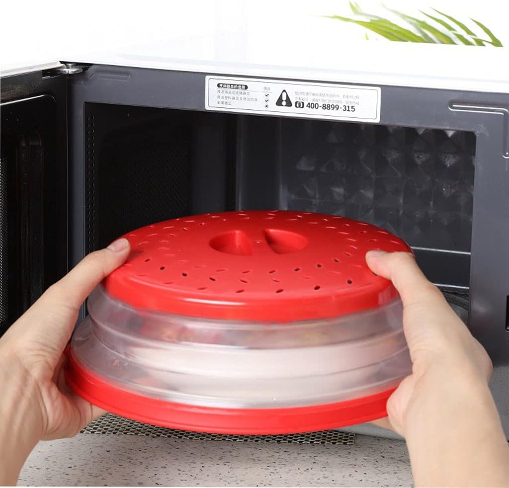 Collapsible Microwave Splatter Cover, 10.5 Inch, Dishwasher-safe, Microwave Plate Cover With Steam Vent，BPA-Free Silicone & Plastic (Light yellow)