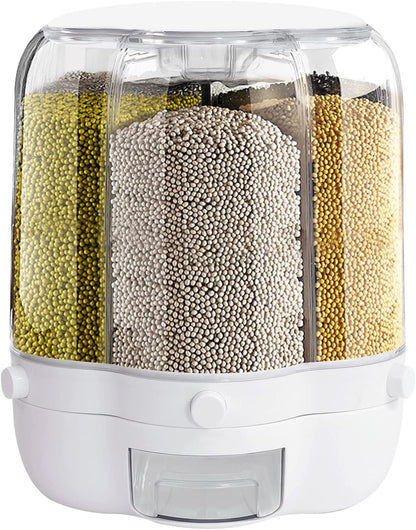 27.56 Lb Rice and Grain Storage Container, 360° Rotating Food Dispenser Measuring Cylinder with Lid Moisture Resistant Household, Airtight Storage of Black Rice, Yellow Rice and Other Small Beans