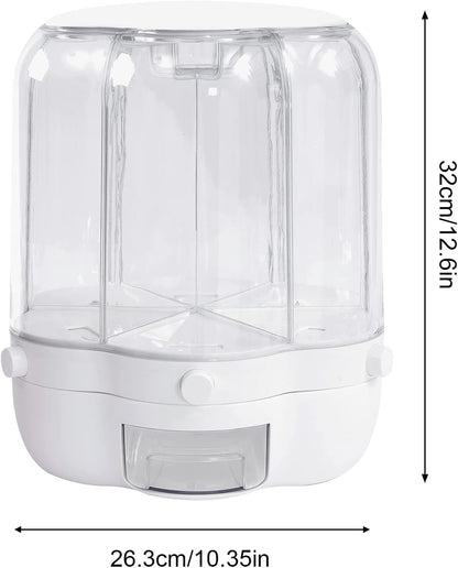 27.56 Lb Rice and Grain Storage Container, 360° Rotating Food Dispenser Measuring Cylinder with Lid Moisture Resistant Household, Airtight Storage of Black Rice, Yellow Rice and Other Small Beans