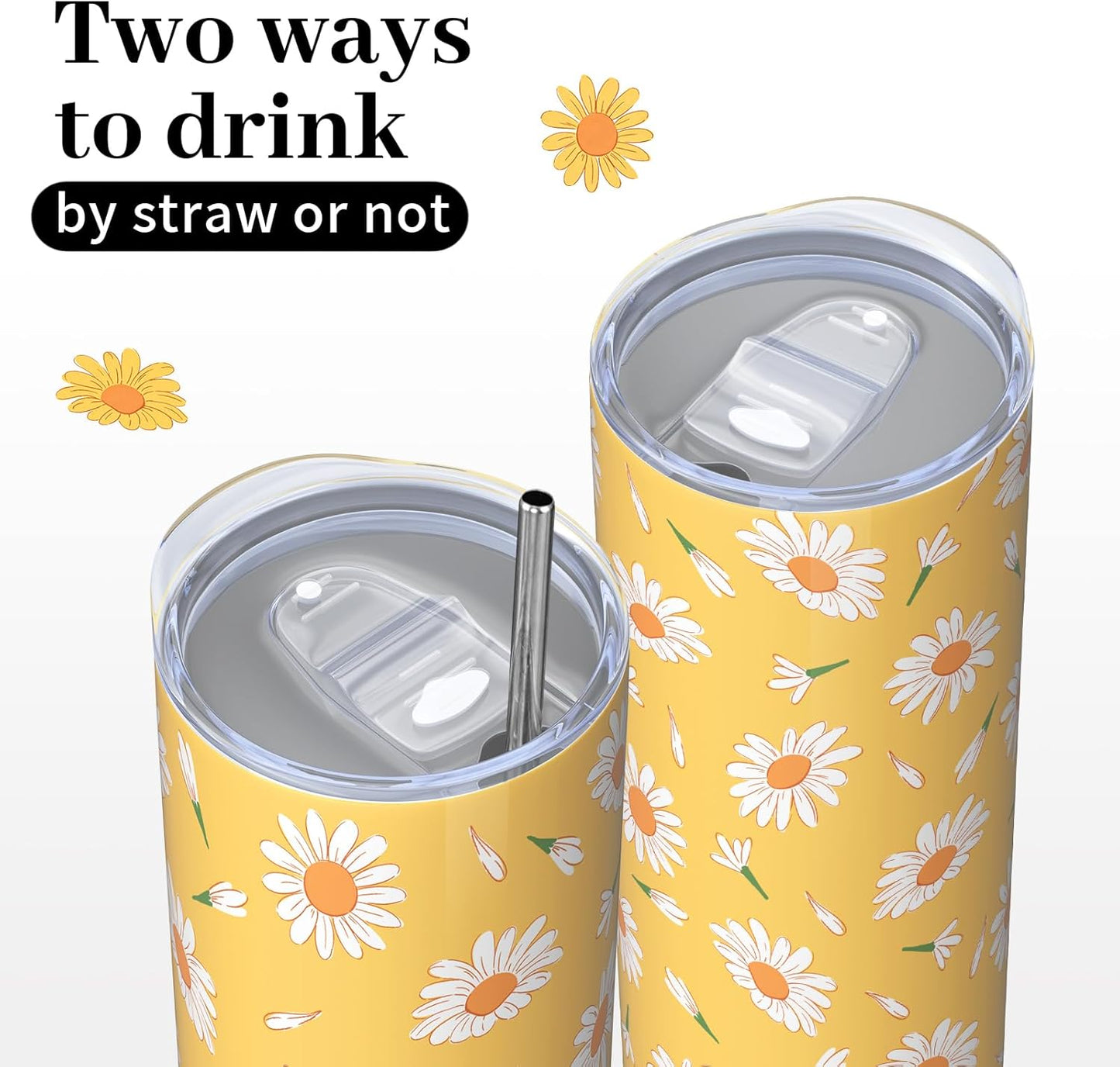 Lemon Gifts for Women, Lemon Tumbler 20oz Stainless Steel Insulated Cup Travel Mug Tumbler, Christmas Birthday Gifts for Women
