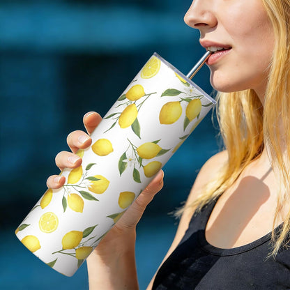Lemon Gifts for Women, Lemon Tumbler 20oz Stainless Steel Insulated Cup Travel Mug Tumbler, Christmas Birthday Gifts for Women