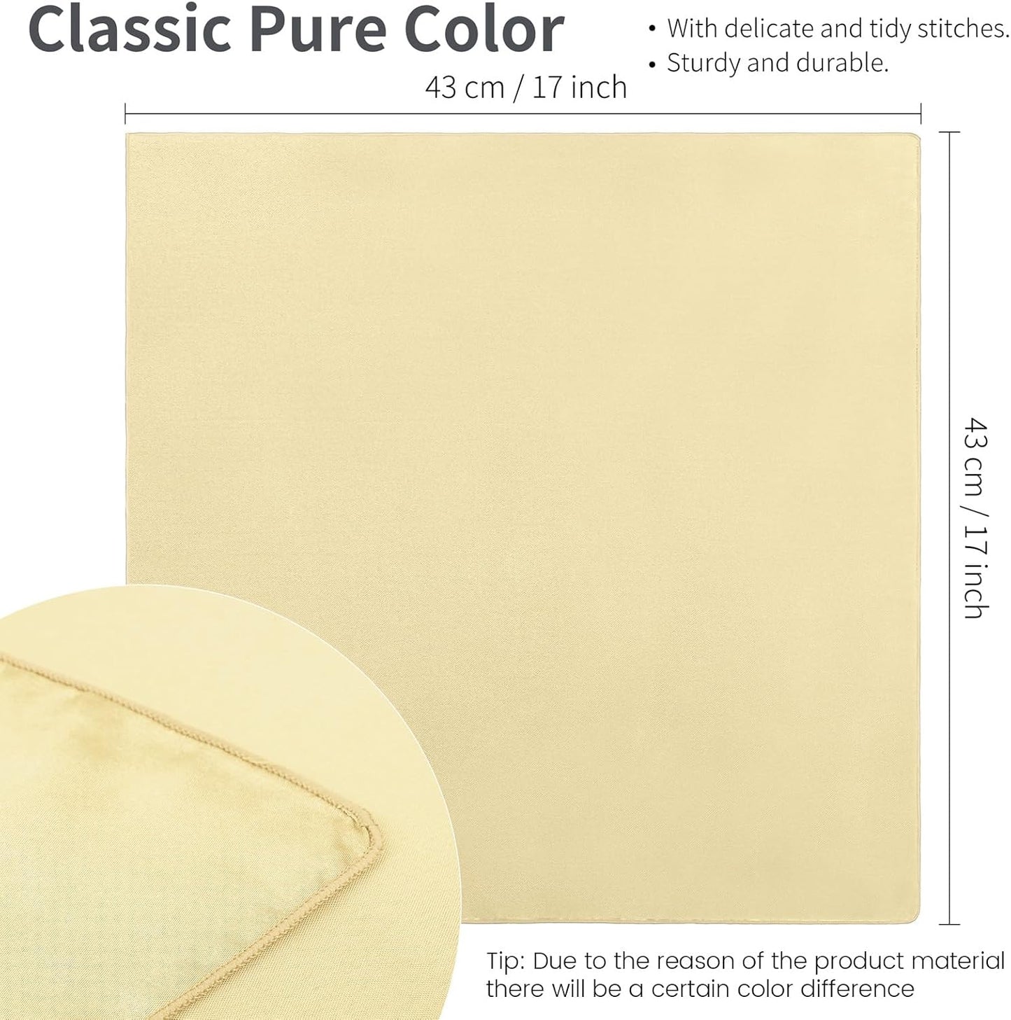 16 Pack Square Satin Napkin Bright Silk Table Napkin Soft Smooth Fabric Table Napkin for Wedding Banquet Party Decoration, Yellow, 20 x 20 Inch
