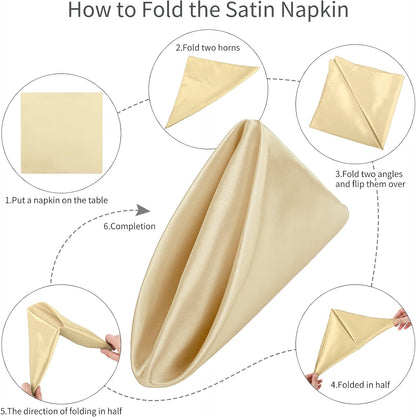 16 Pack Square Satin Napkin Bright Silk Table Napkin Soft Smooth Fabric Table Napkin for Wedding Banquet Party Decoration, Yellow, 20 x 20 Inch
