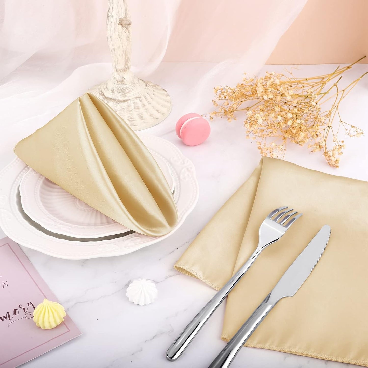 16 Pack Square Satin Napkin Bright Silk Table Napkin Soft Smooth Fabric Table Napkin for Wedding Banquet Party Decoration, Yellow, 20 x 20 Inch