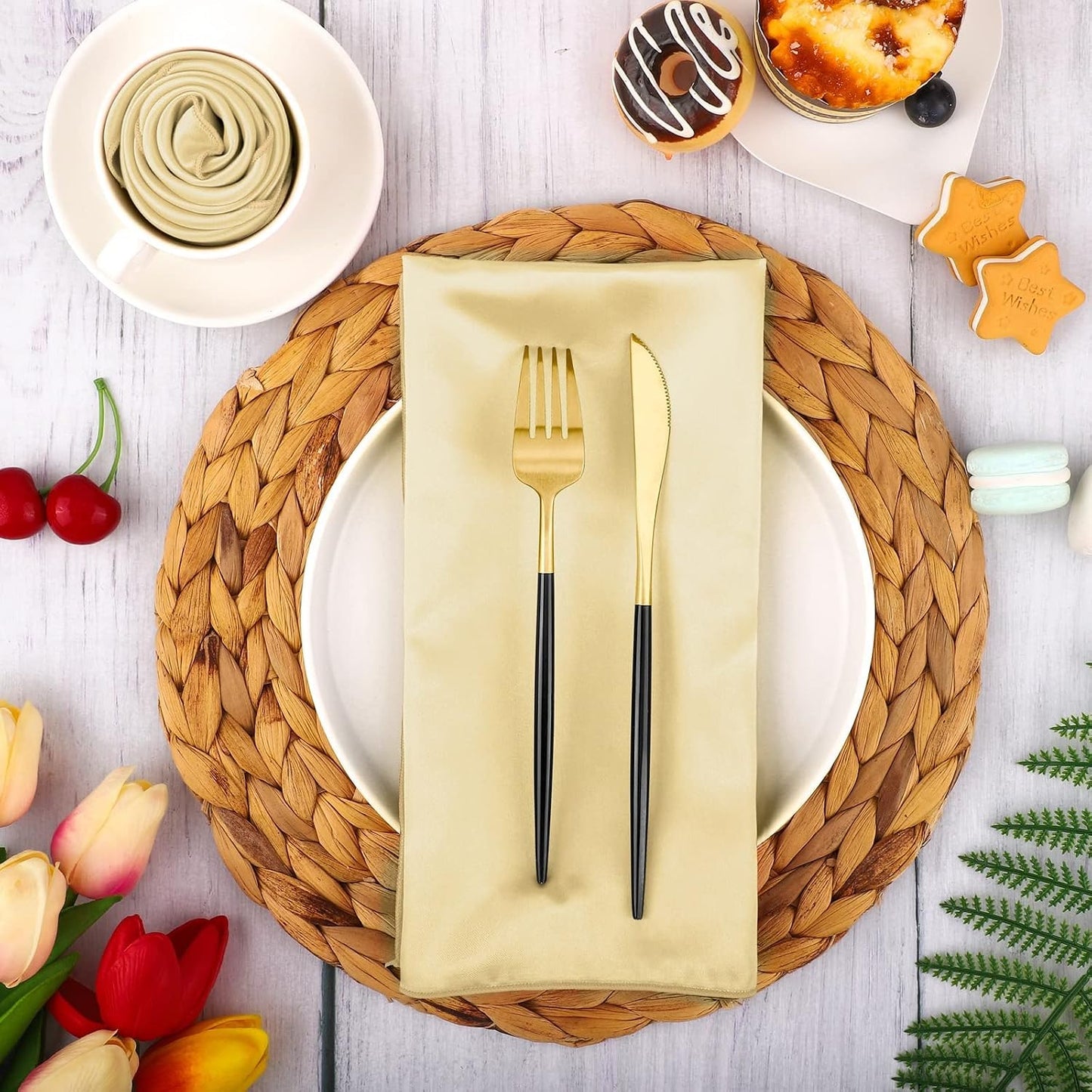 16 Pack Square Satin Napkin Bright Silk Table Napkin Soft Smooth Fabric Table Napkin for Wedding Banquet Party Decoration, Yellow, 20 x 20 Inch