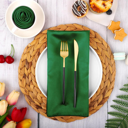 16 Pack Square Satin Napkin Bright Silk Table Napkin Soft Smooth Fabric Table Napkin for Wedding Banquet Party Decoration, Yellow, 20 x 20 Inch