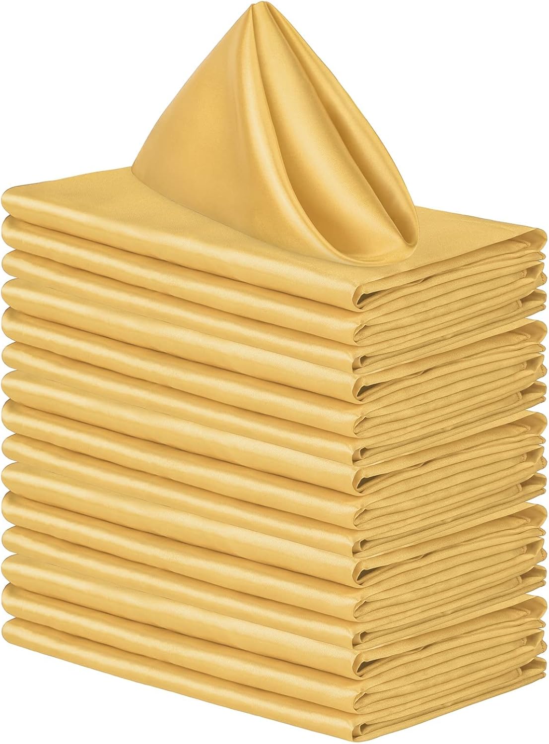 16 Pack Square Satin Napkin Bright Silk Table Napkin Soft Smooth Fabric Table Napkin for Wedding Banquet Party Decoration, Yellow, 20 x 20 Inch