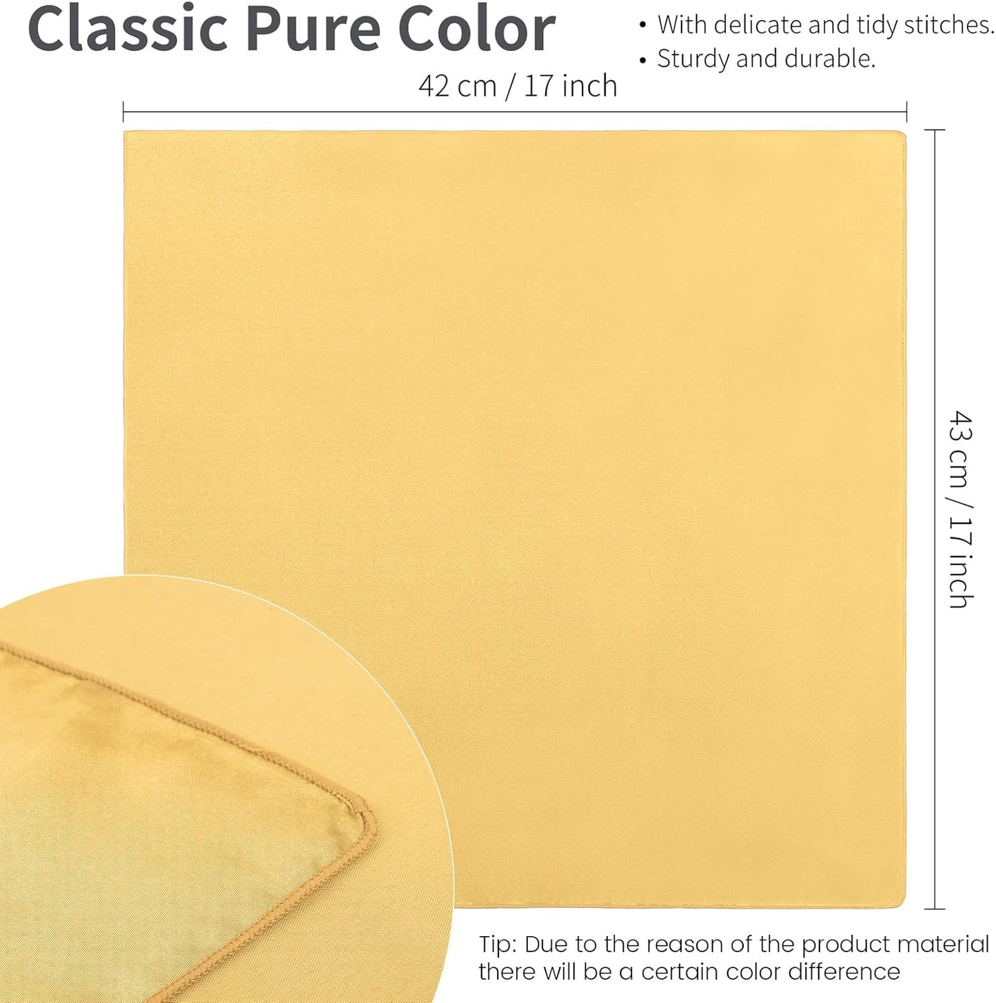 16 Pack Square Satin Napkin Bright Silk Table Napkin Soft Smooth Fabric Table Napkin for Wedding Banquet Party Decoration, Yellow, 20 x 20 Inch