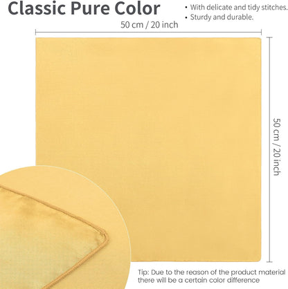 16 Pack Square Satin Napkin Bright Silk Table Napkin Soft Smooth Fabric Table Napkin for Wedding Banquet Party Decoration, Yellow, 20 x 20 Inch